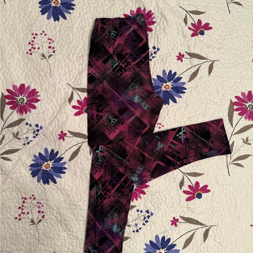 Women's Plus Purple Patterned Leggings